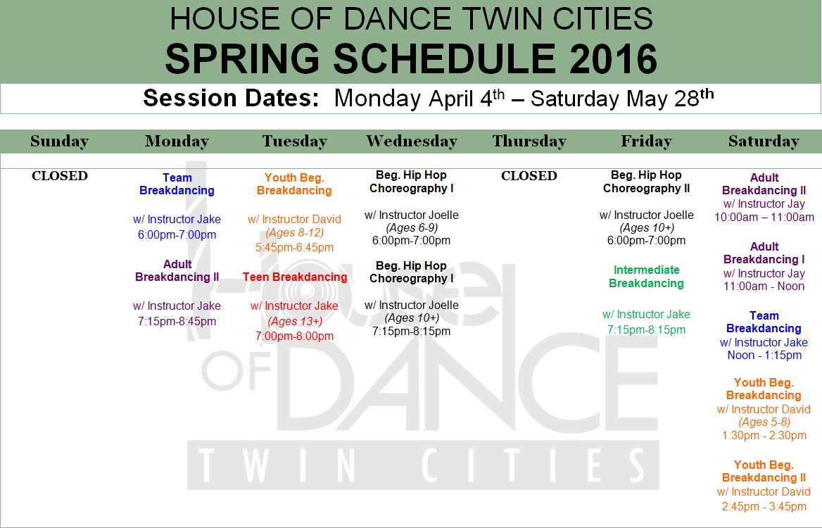 Our Spring Class Schedule Is Now Available House of Dance