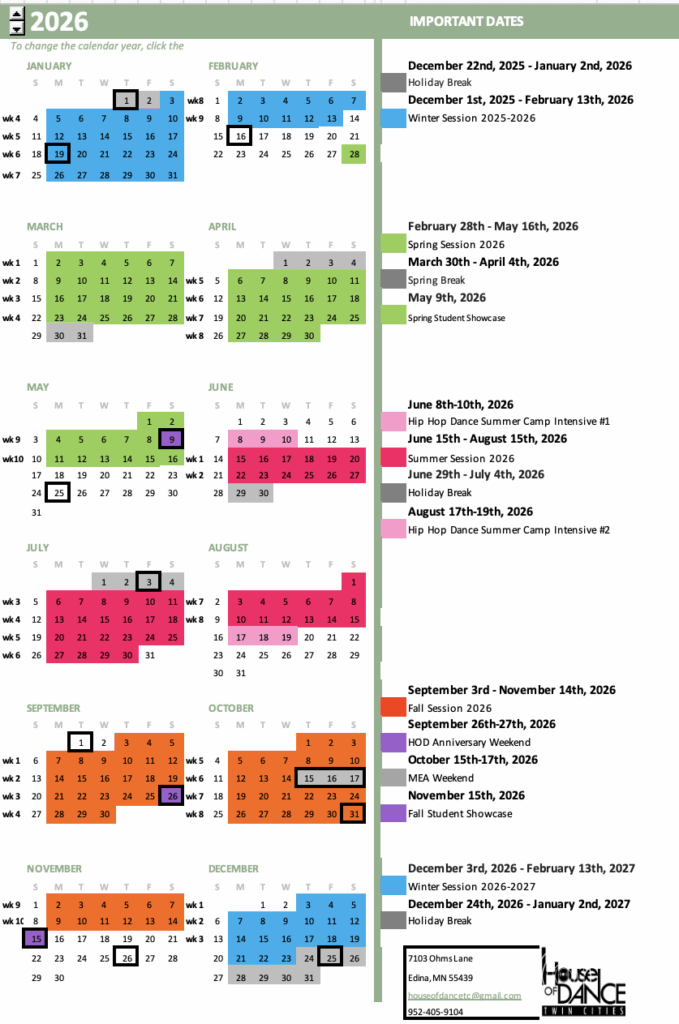 2026 annual calendar